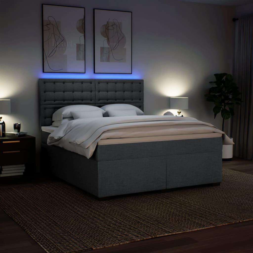 Sommier à lattes de lit avec matelas Gris foncé 180x200cm Tissu - XIOS