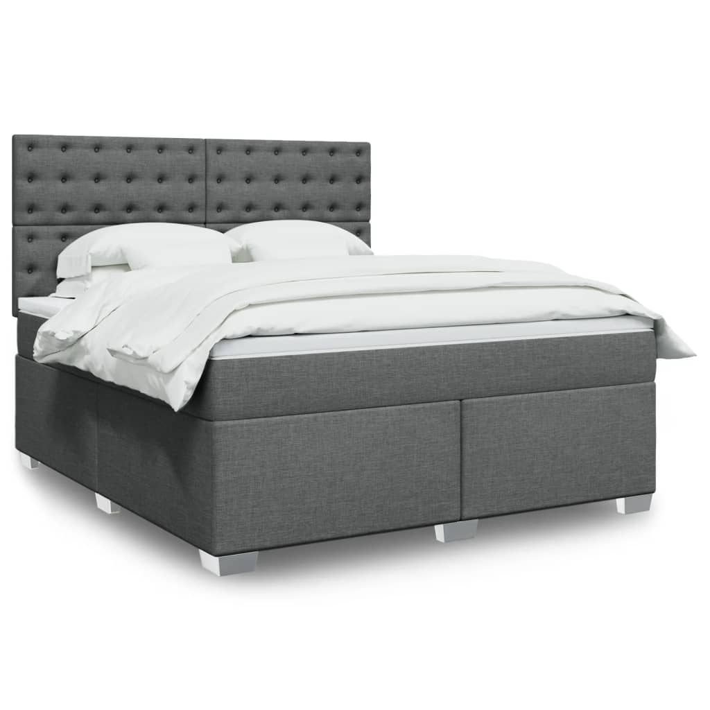 Sommier à lattes de lit avec matelas Gris foncé 180x200cm Tissu - XIOS