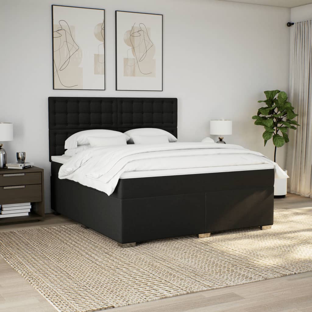 Sommier à lattes de lit avec matelas Noir 180x200 cm Tissu - XIOS