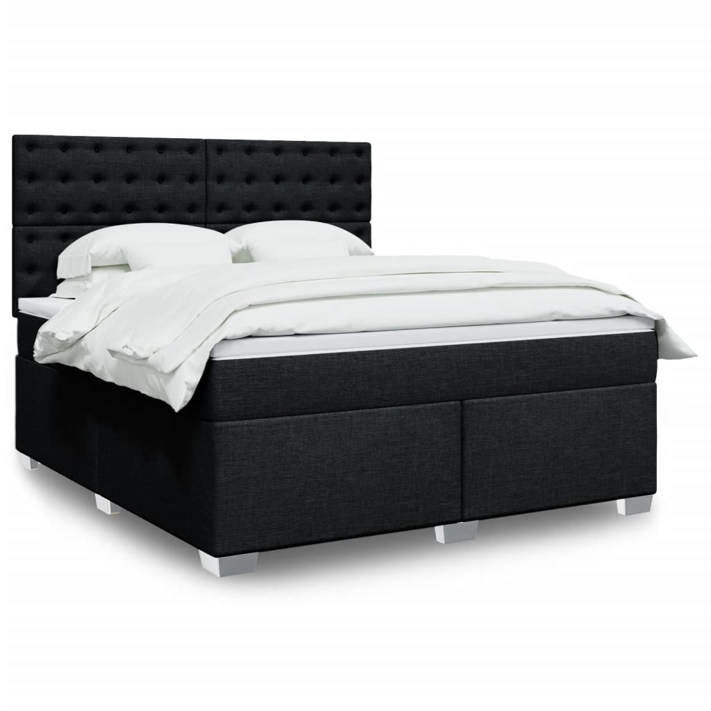 Sommier à lattes de lit avec matelas Noir 180x200 cm Tissu - XIOS