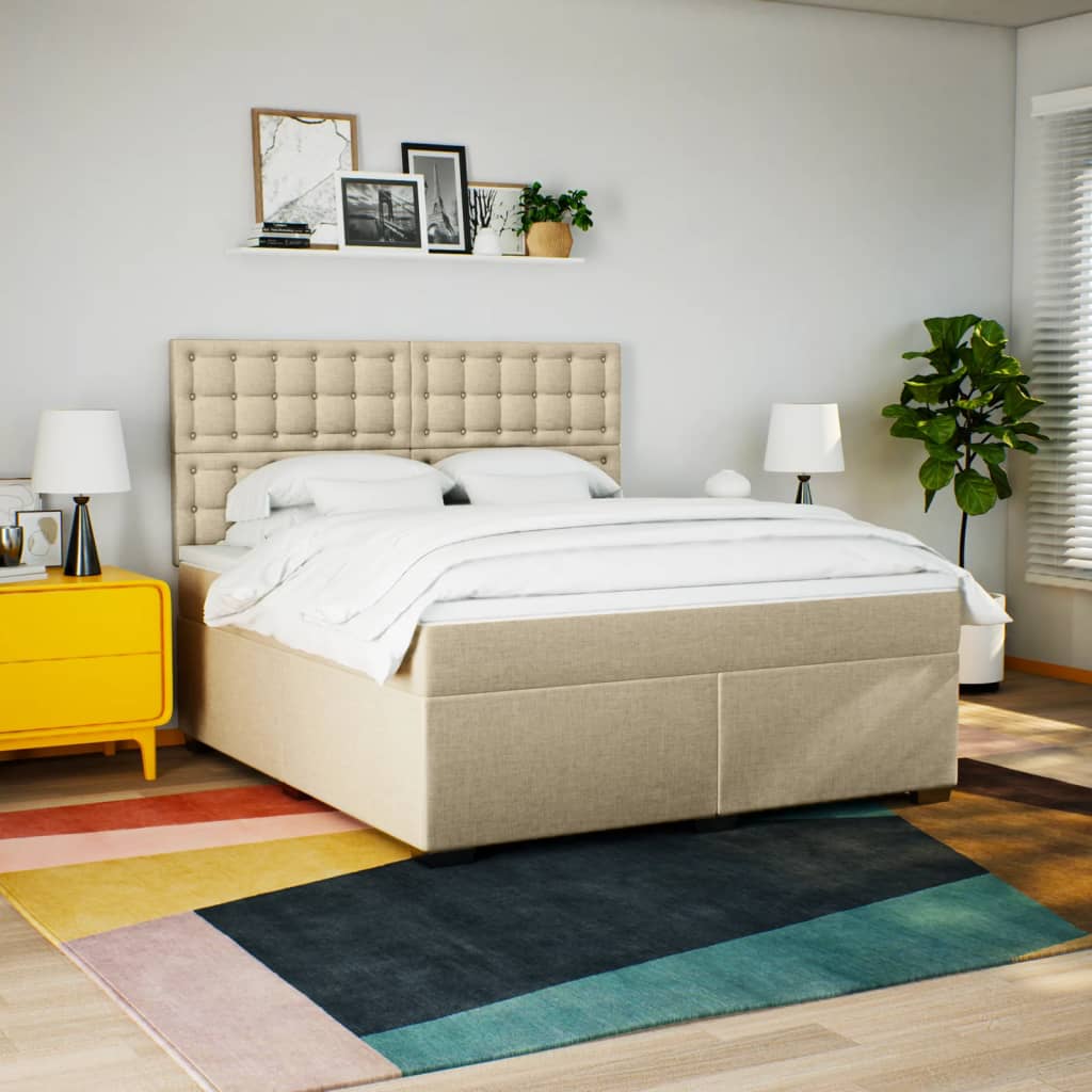 Sommier à lattes de lit avec matelas Crème 180x200 cm Tissu - XIOS