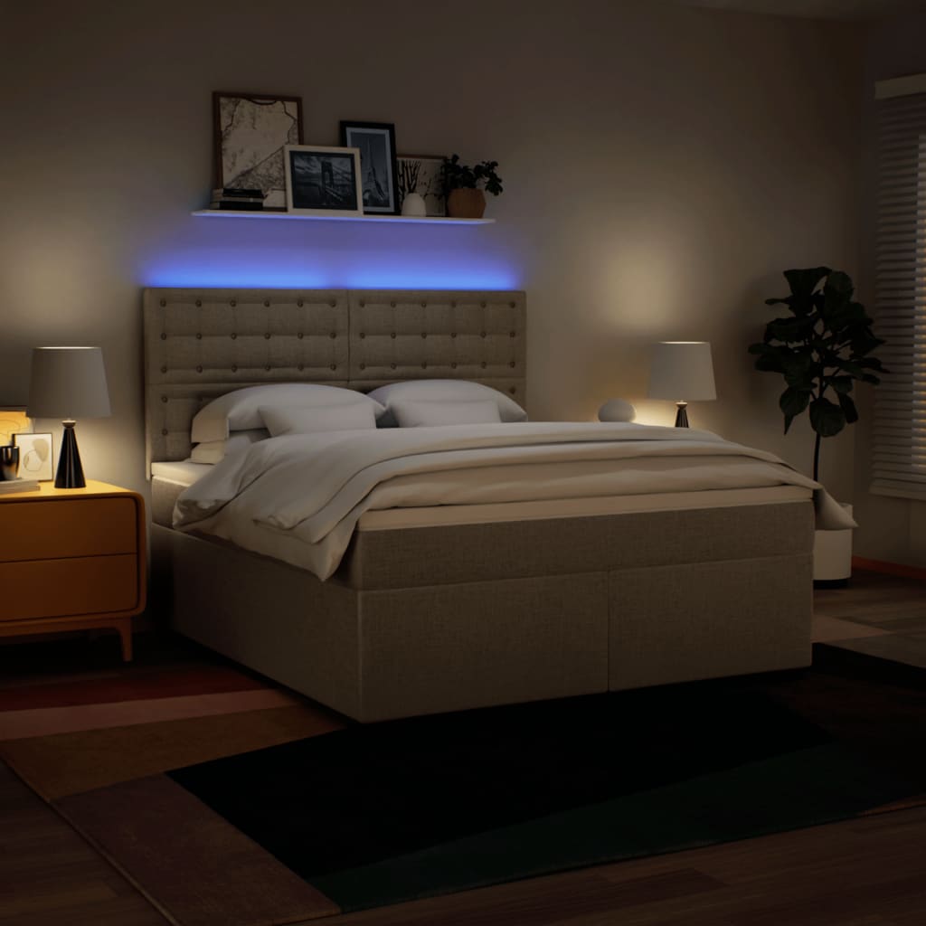 Sommier à lattes de lit avec matelas Crème 180x200 cm Tissu - XIOS