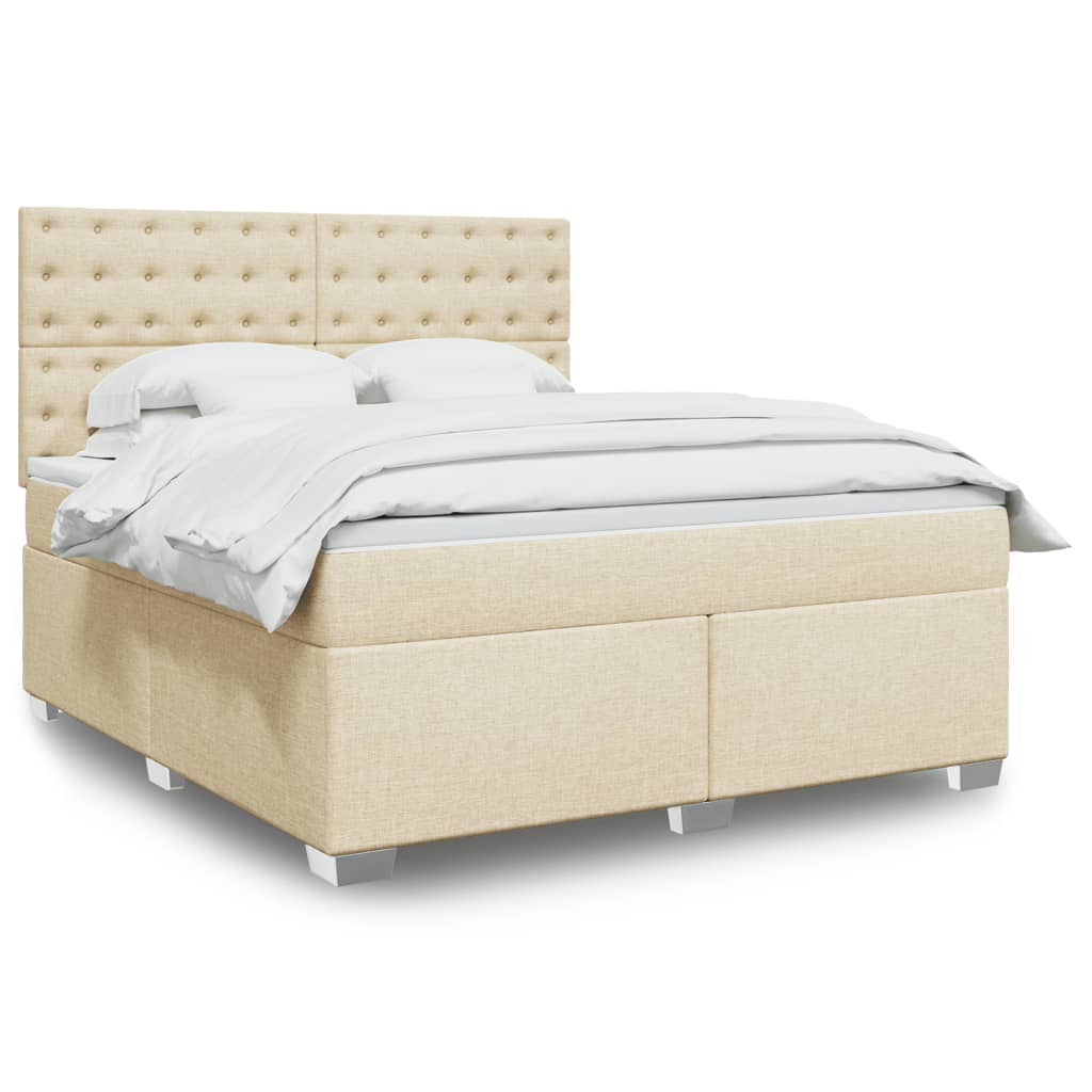 Sommier à lattes de lit avec matelas Crème 180x200 cm Tissu - XIOS