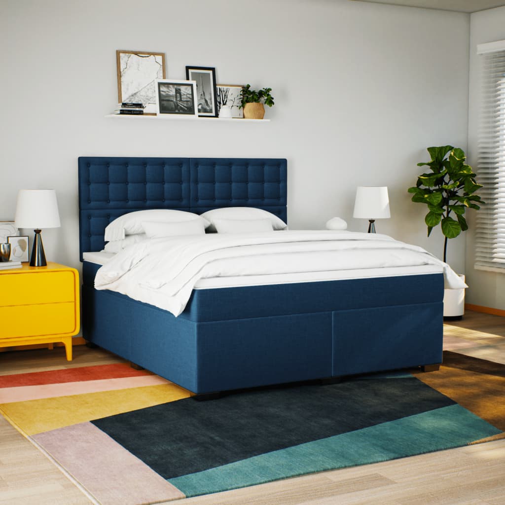 Sommier à lattes de lit avec matelas Bleu 180x200 cm Tissu - XIOS