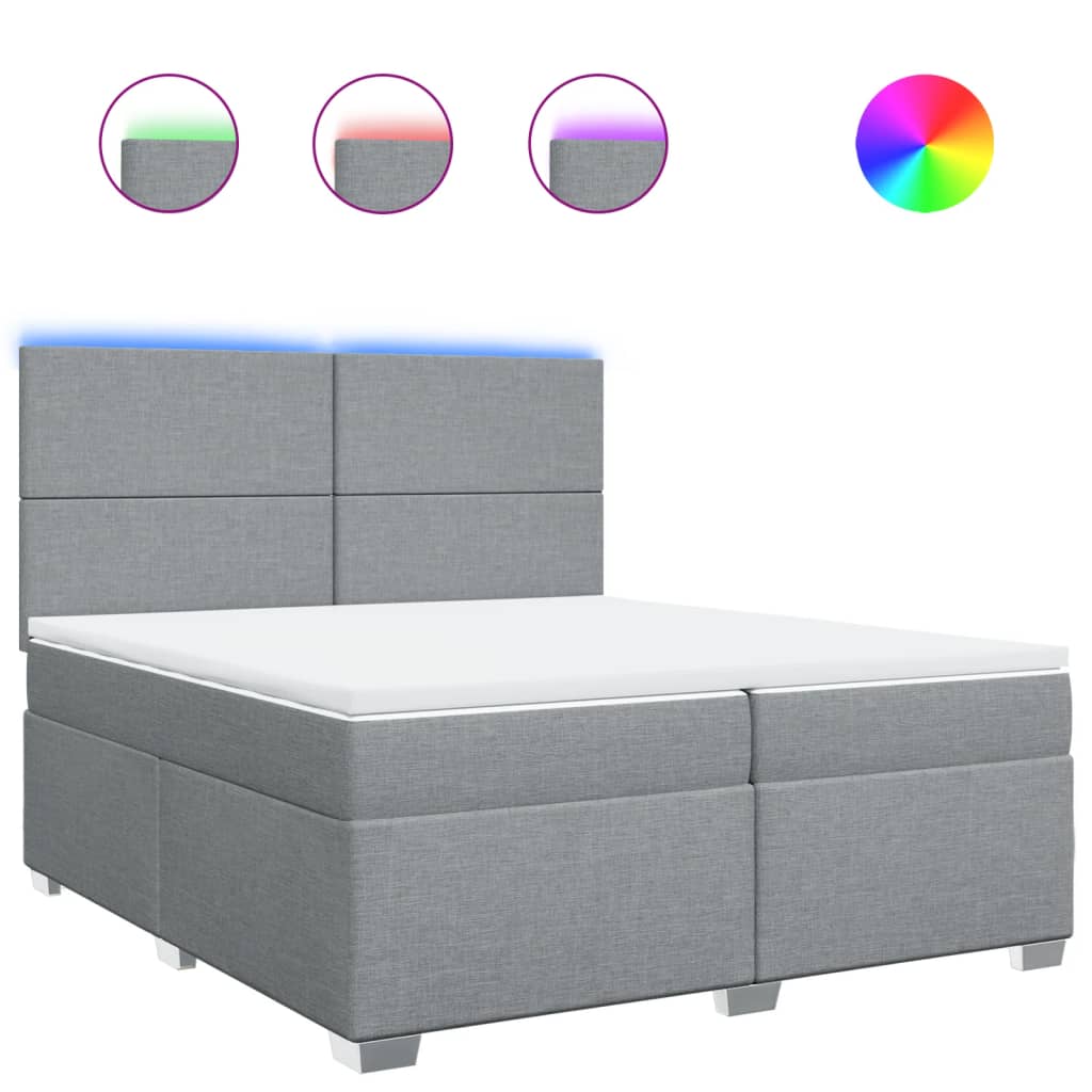 Sommier à lattes de lit avec matelas Gris clair 200x200cm Tissu - XIOS