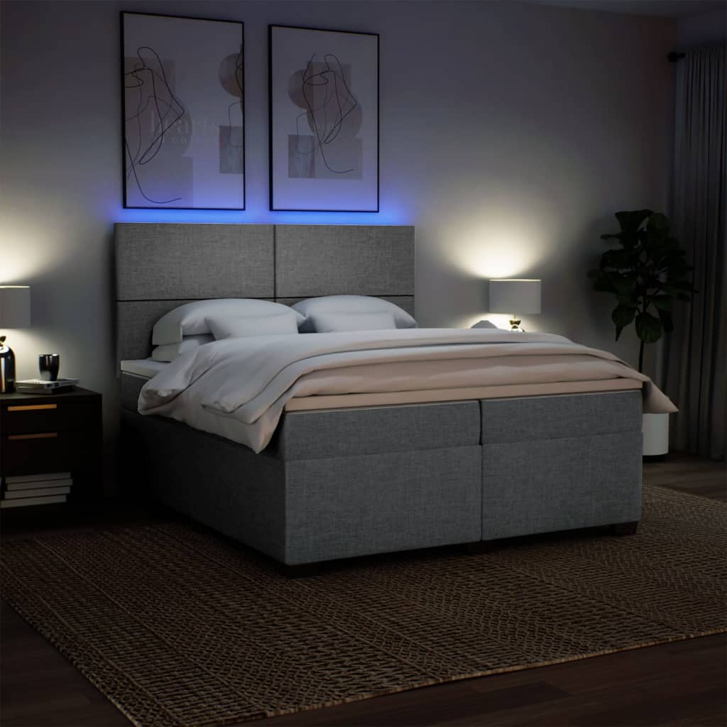 Sommier à lattes de lit avec matelas Gris clair 200x200cm Tissu - XIOS