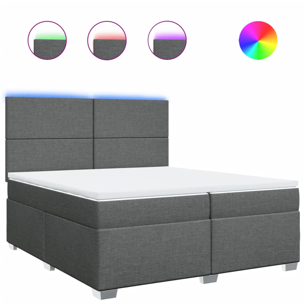 Sommier à lattes de lit avec matelas Gris foncé 200x200cm Tissu - XIOS