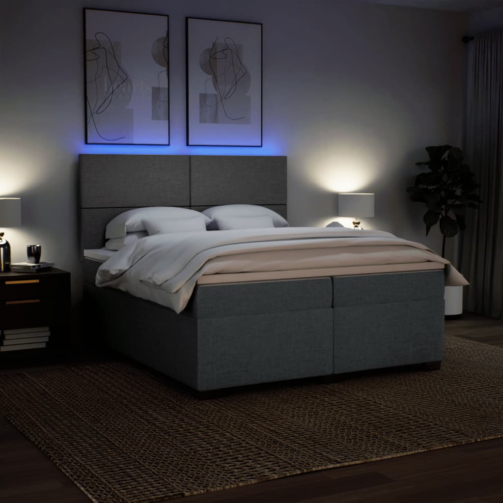 Sommier à lattes de lit avec matelas Gris foncé 200x200cm Tissu - XIOS