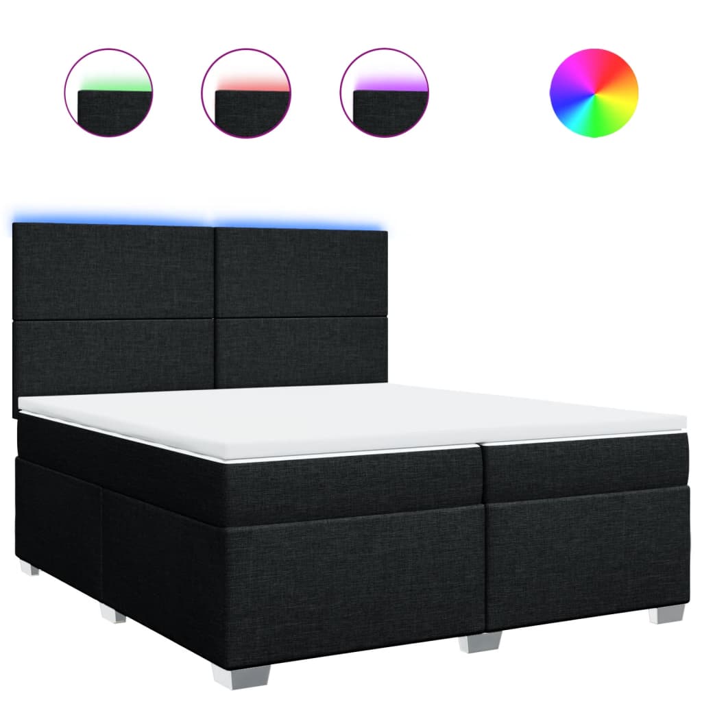 Sommier à lattes de lit avec matelas Noir 200x200 cm Tissu - XIOS