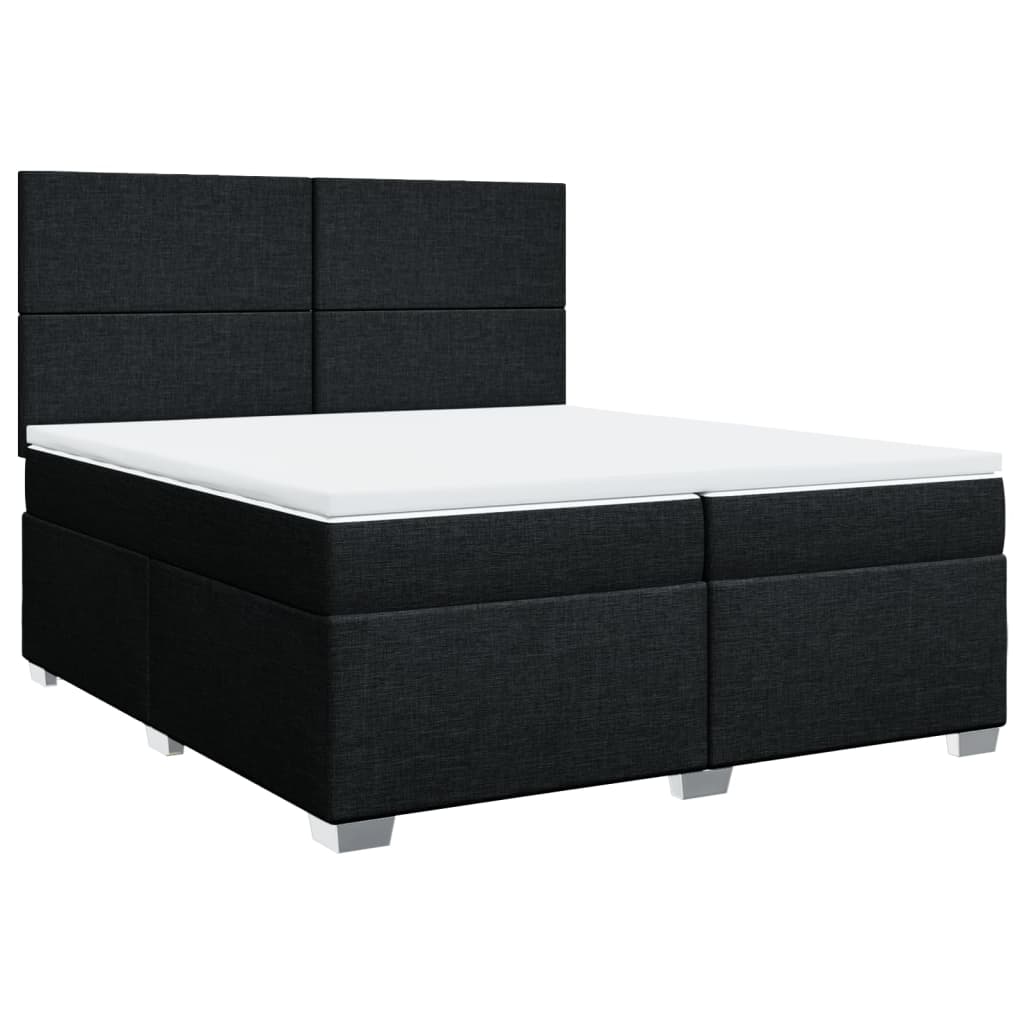 Sommier à lattes de lit avec matelas Noir 200x200 cm Tissu - XIOS