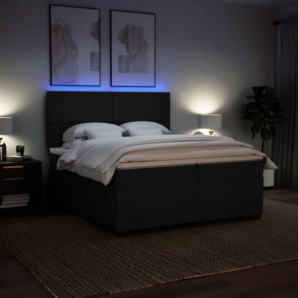 Sommier à lattes de lit avec matelas Noir 200x200 cm Tissu - XIOS