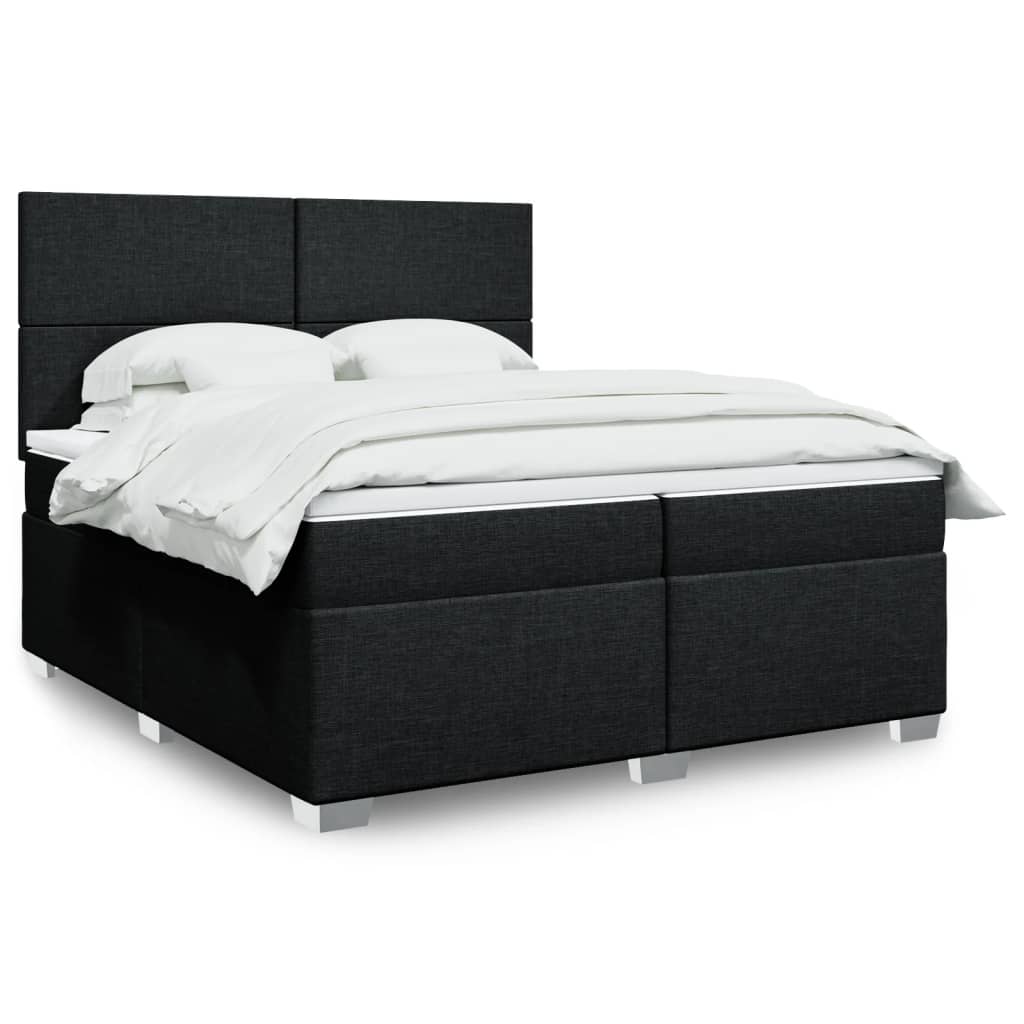 Sommier à lattes de lit avec matelas Noir 200x200 cm Tissu - XIOS