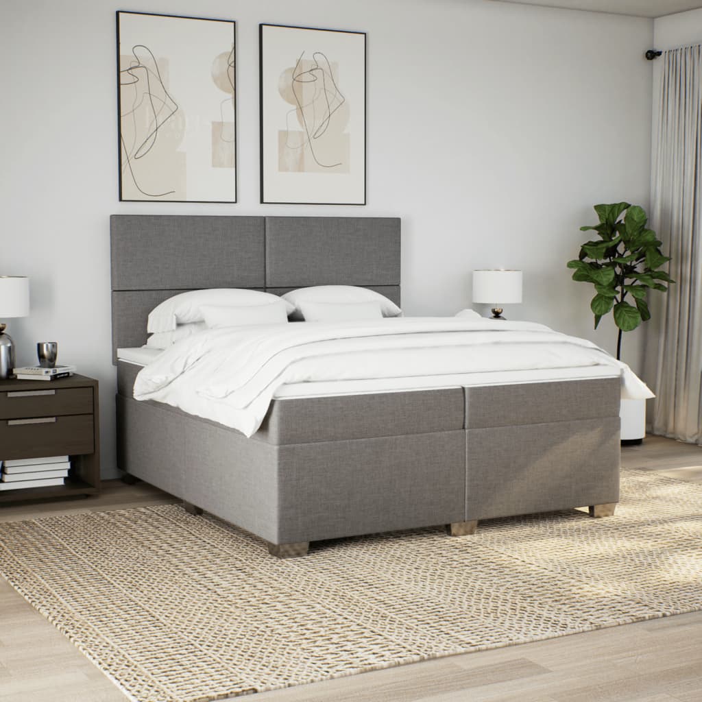Sommier à lattes de lit avec matelas Taupe 200x200 cm Tissu - XIOS