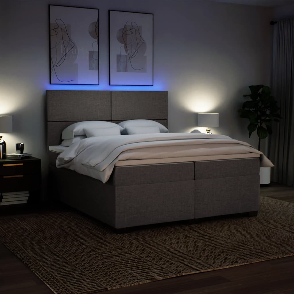 Sommier à lattes de lit avec matelas Taupe 200x200 cm Tissu - XIOS