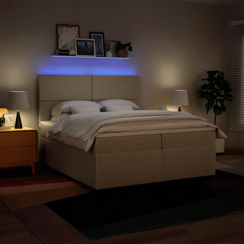 Sommier à lattes de lit avec matelas Crème 200x200 cm Tissu - XIOS