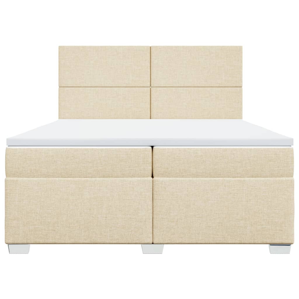 Sommier à lattes de lit avec matelas Crème 200x200 cm Tissu - XIOS