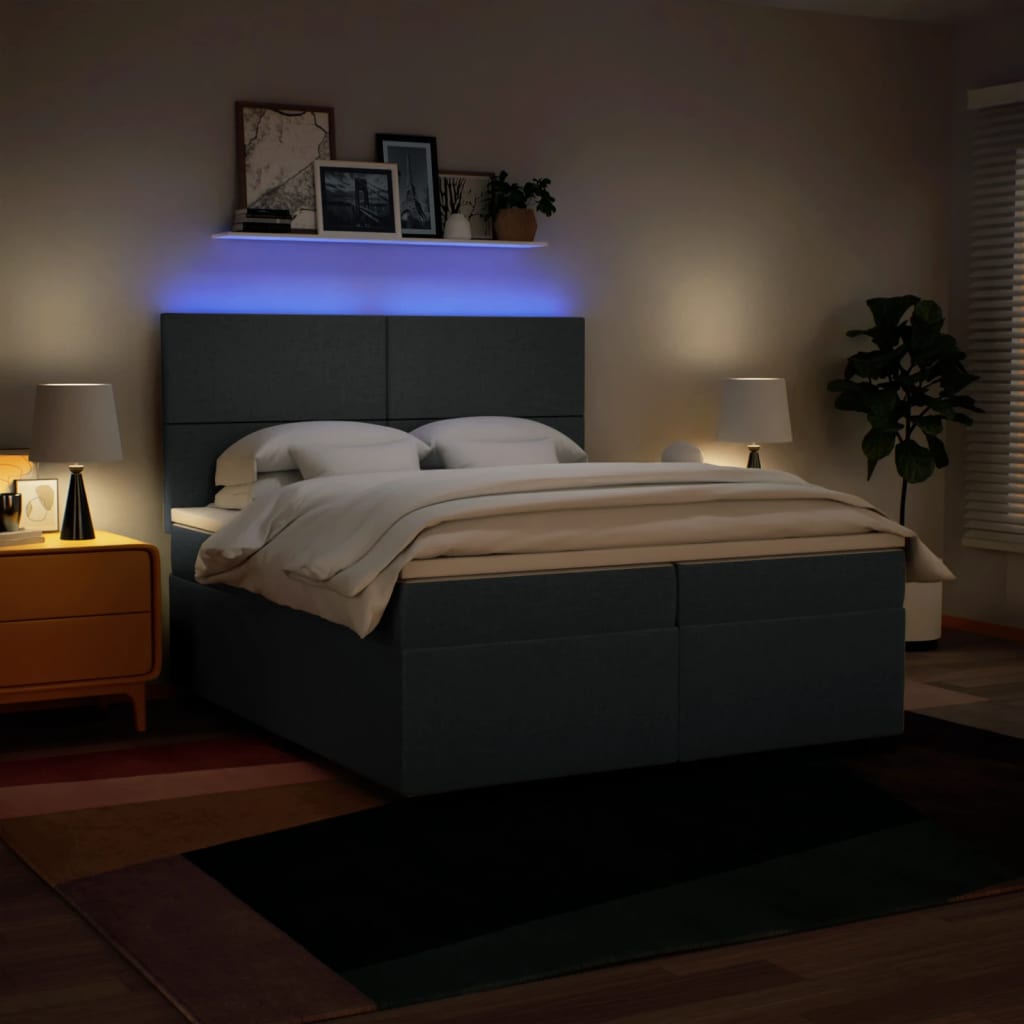 Sommier à lattes de lit avec matelas Bleu 200x200 cm Tissu - XIOS