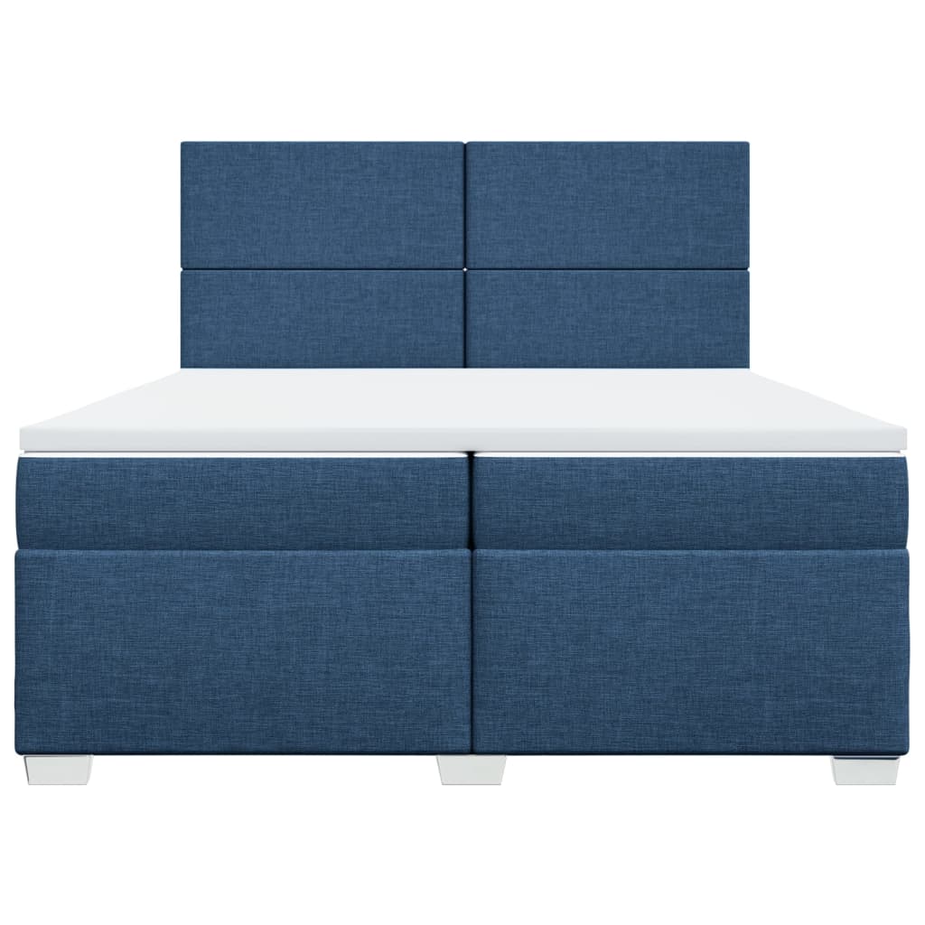 Sommier à lattes de lit avec matelas Bleu 200x200 cm Tissu - XIOS