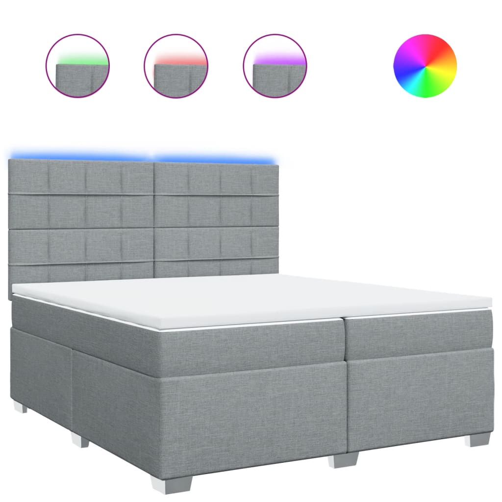 Sommier à lattes de lit avec matelas Gris clair 200x200cm Tissu - XIOS