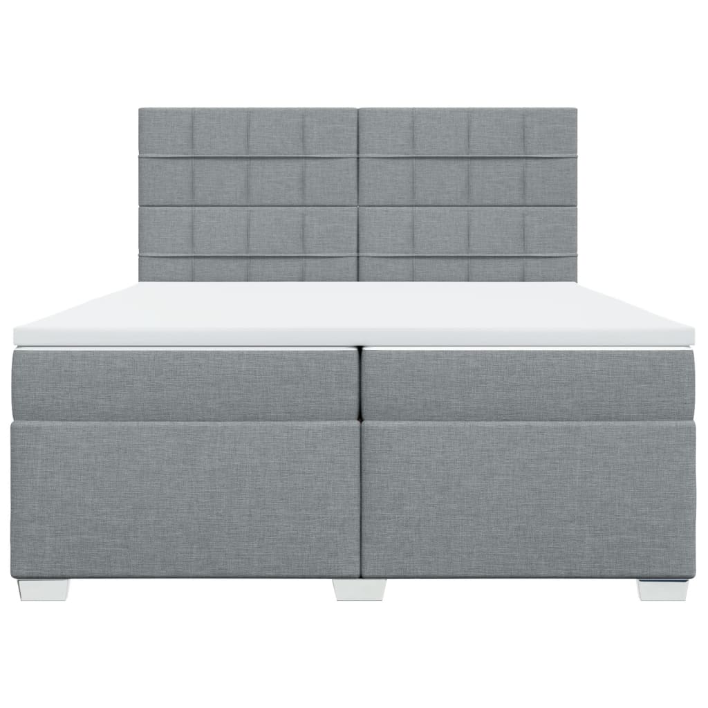 Sommier à lattes de lit avec matelas Gris clair 200x200cm Tissu - XIOS