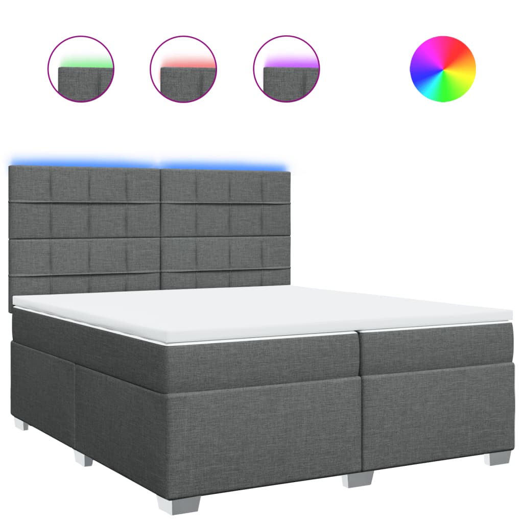 Sommier à lattes de lit avec matelas Gris foncé 200x200cm Tissu - XIOS