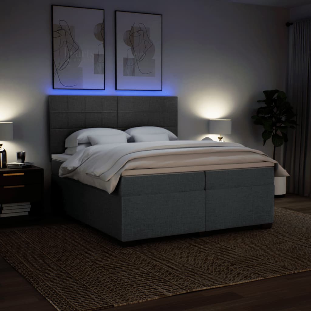 Sommier à lattes de lit avec matelas Gris foncé 200x200cm Tissu - XIOS
