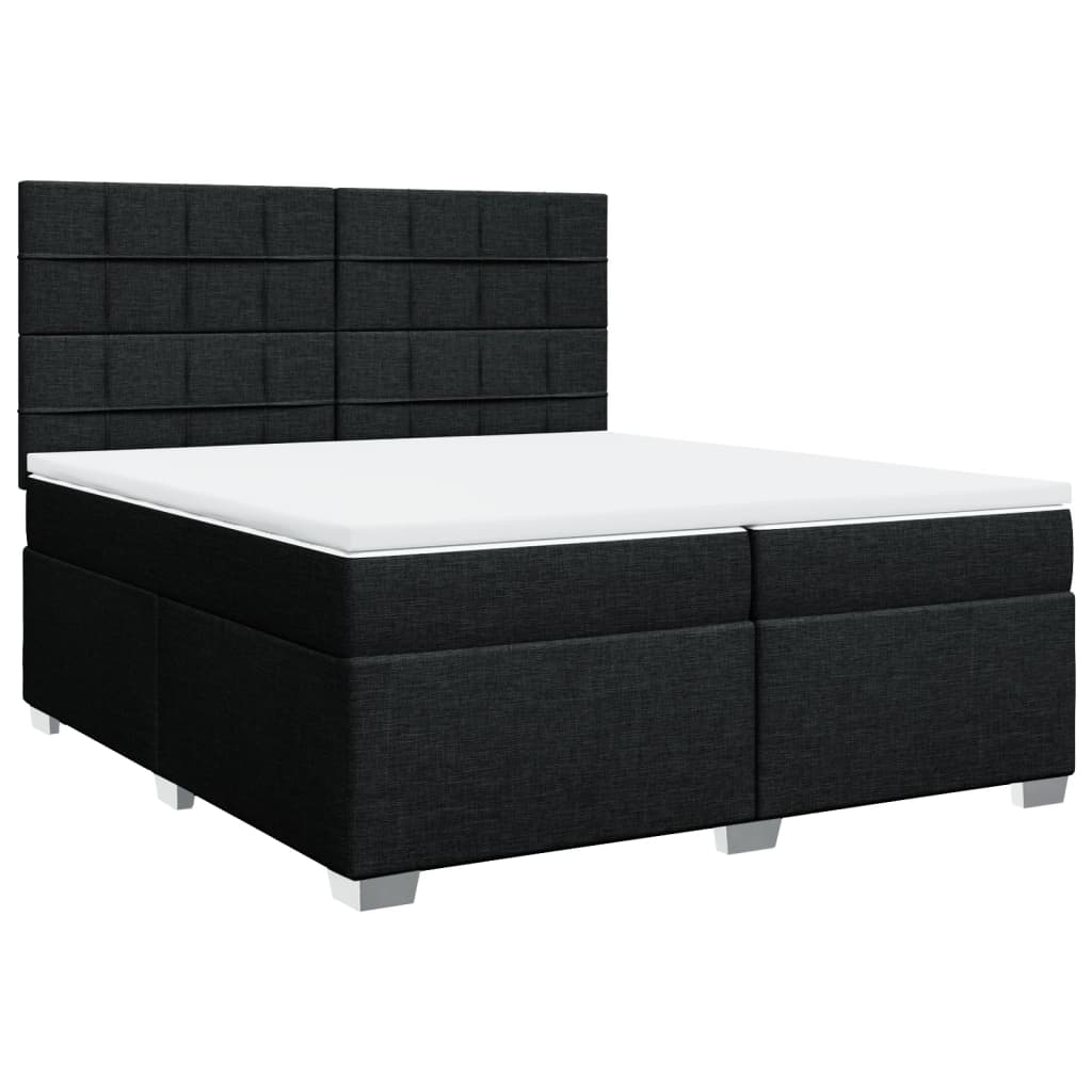 Sommier à lattes de lit avec matelas Noir 200x200 cm Tissu - XIOS