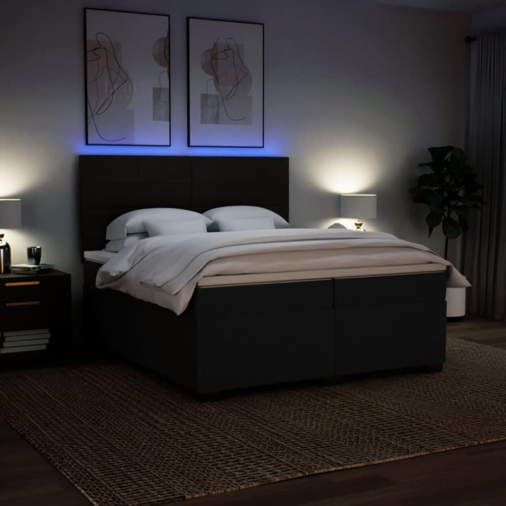 Sommier à lattes de lit avec matelas Noir 200x200 cm Tissu - XIOS