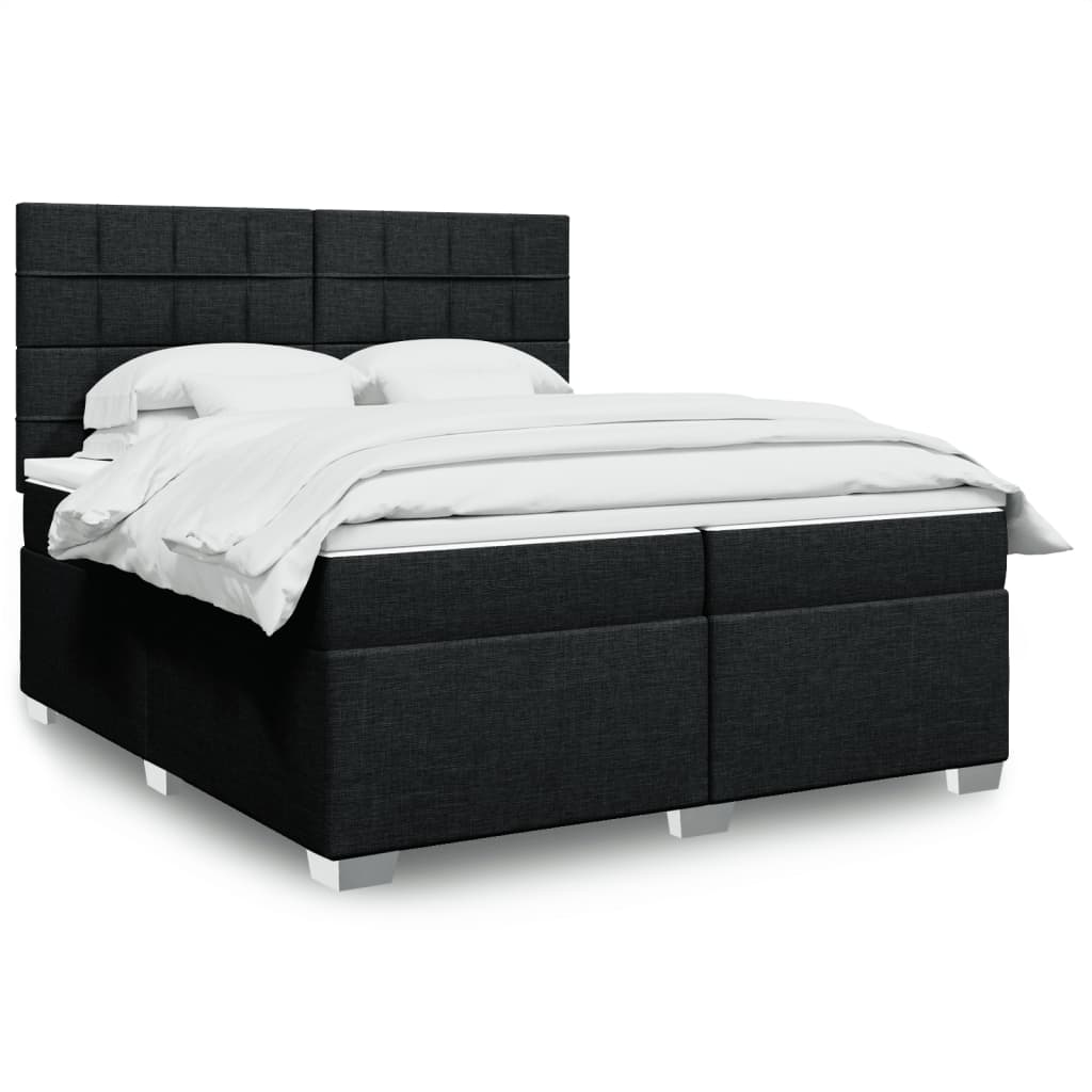 Sommier à lattes de lit avec matelas Noir 200x200 cm Tissu - XIOS