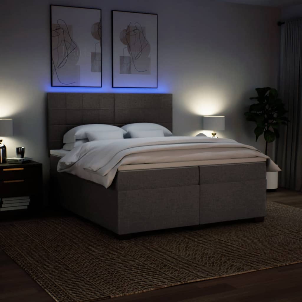Sommier à lattes de lit avec matelas Taupe 200x200 cm Tissu - XIOS