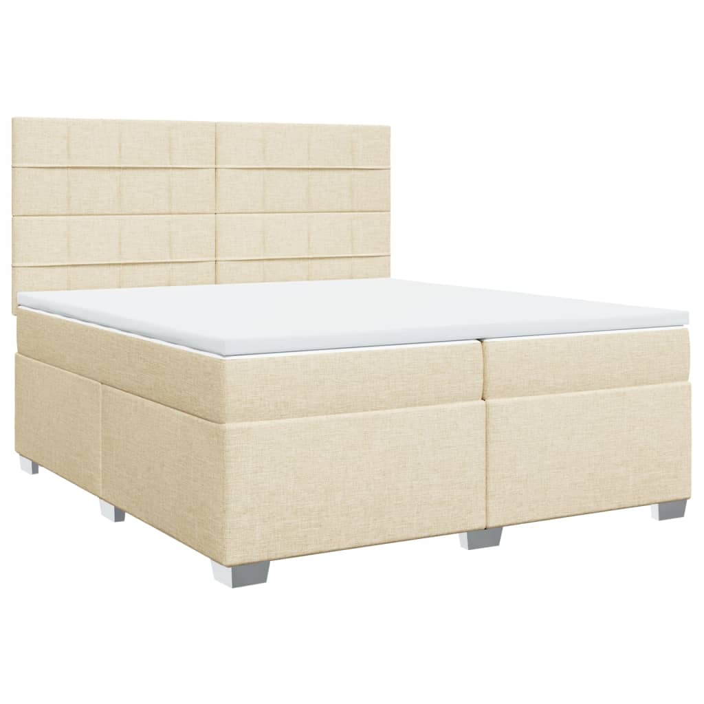 Sommier à lattes de lit avec matelas Crème 200x200 cm Tissu - XIOS