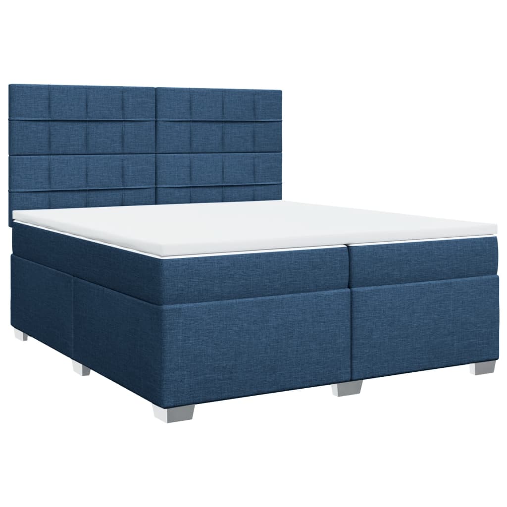 Sommier à lattes de lit avec matelas Bleu 200x200 cm Tissu - XIOS