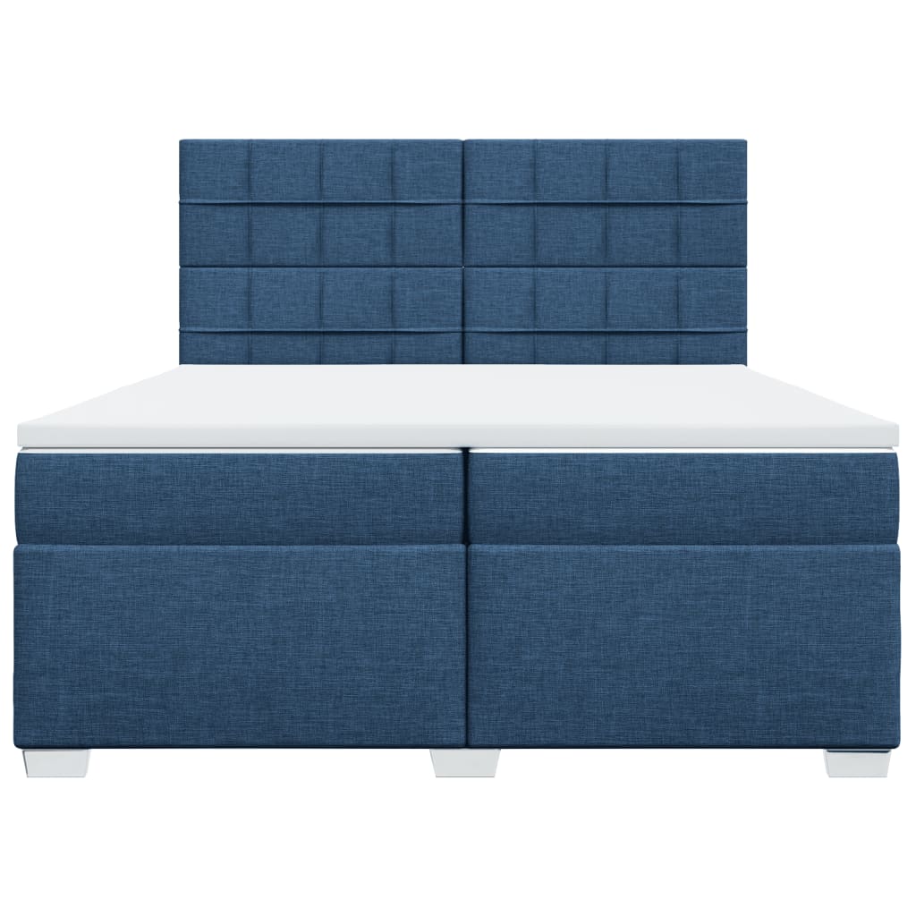 Sommier à lattes de lit avec matelas Bleu 200x200 cm Tissu - XIOS