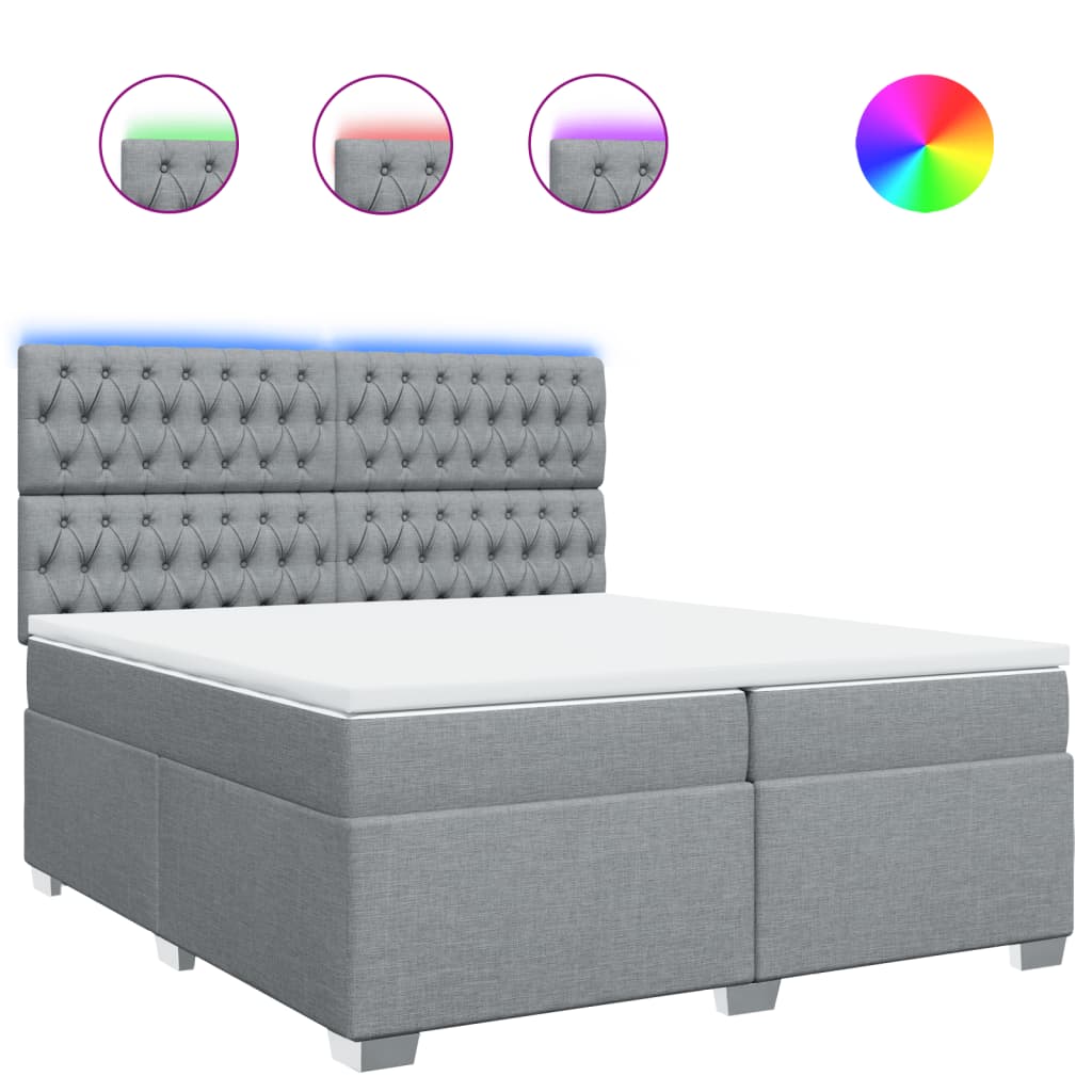 Sommier à lattes de lit avec matelas Gris clair 200x200cm Tissu - XIOS