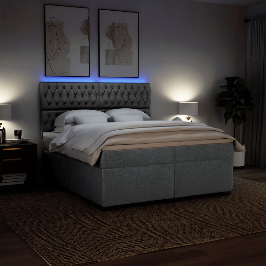 Sommier à lattes de lit avec matelas Gris clair 200x200cm Tissu - XIOS