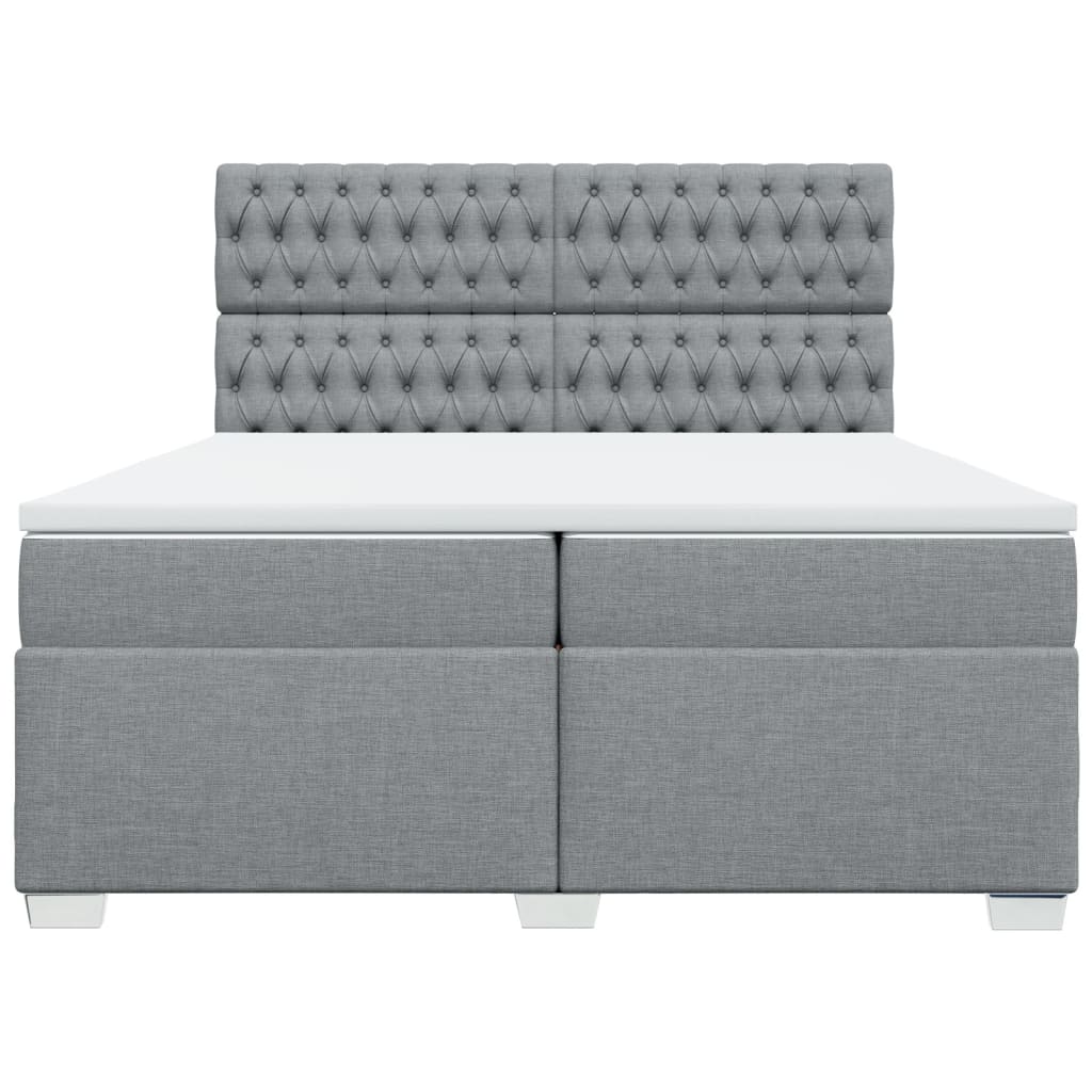Sommier à lattes de lit avec matelas Gris clair 200x200cm Tissu - XIOS