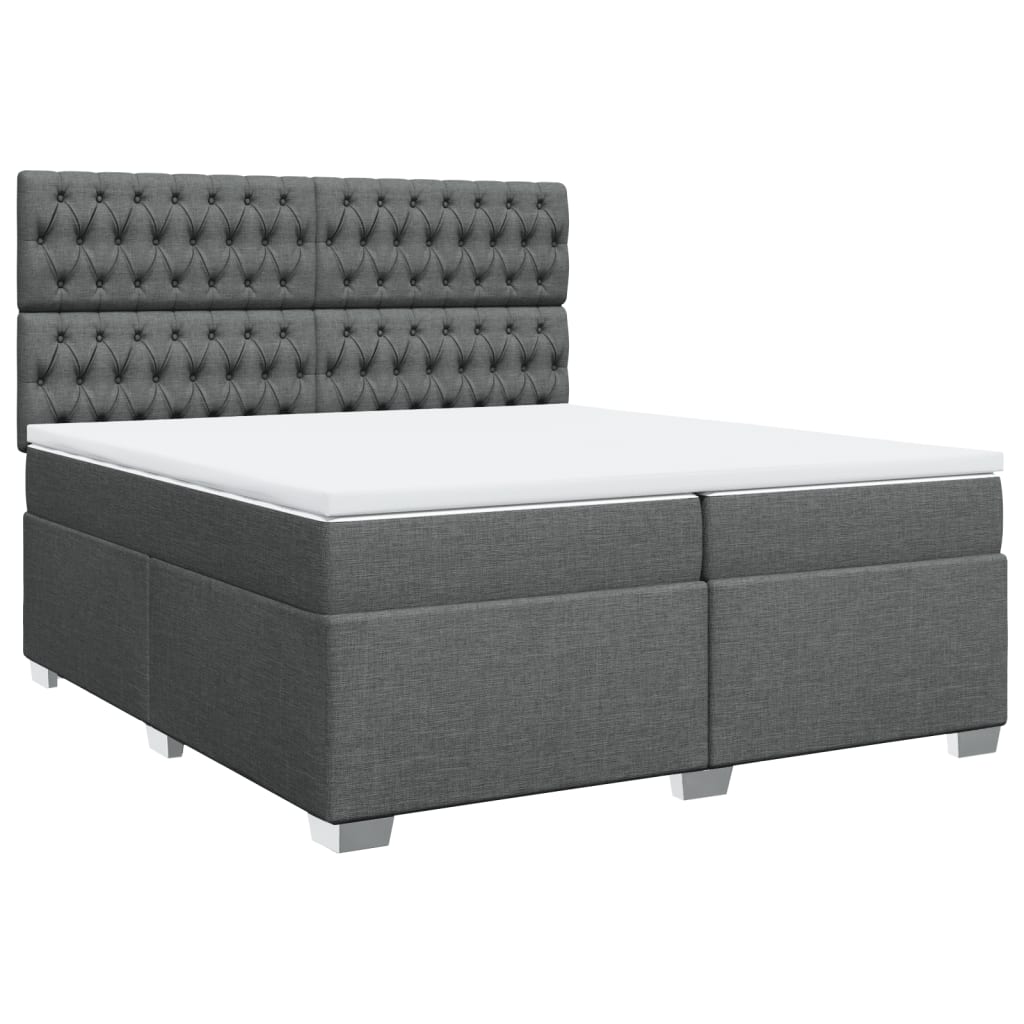 Sommier à lattes de lit avec matelas Gris foncé 200x200cm Tissu - XIOS