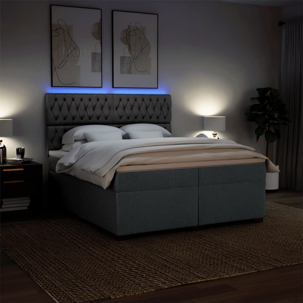 Sommier à lattes de lit avec matelas Gris foncé 200x200cm Tissu - XIOS