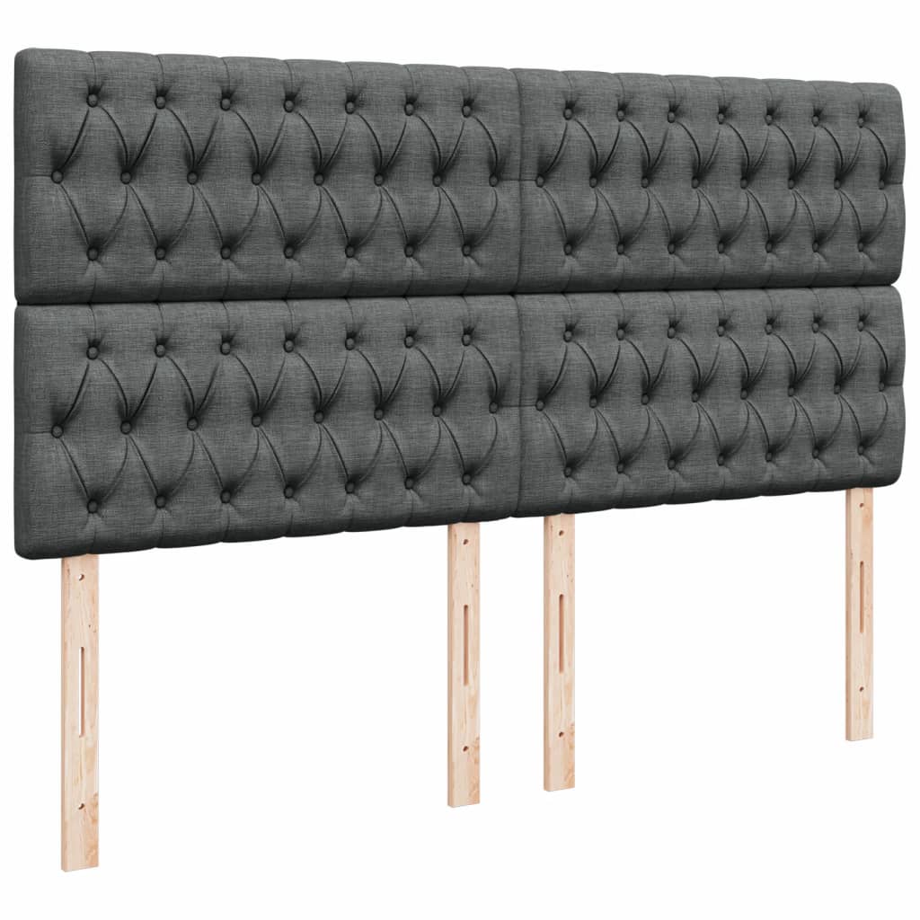 Sommier à lattes de lit avec matelas Gris foncé 200x200cm Tissu - XIOS