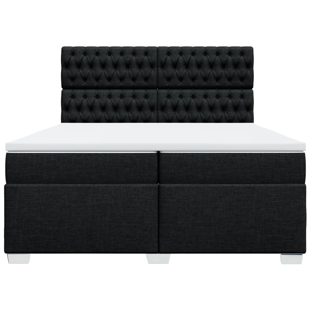 Sommier à lattes de lit avec matelas Noir 200x200 cm Tissu - XIOS