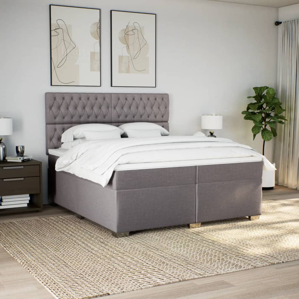 Sommier à lattes de lit avec matelas Taupe 200x200 cm Tissu - XIOS