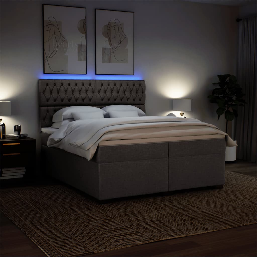 Sommier à lattes de lit avec matelas Taupe 200x200 cm Tissu - XIOS