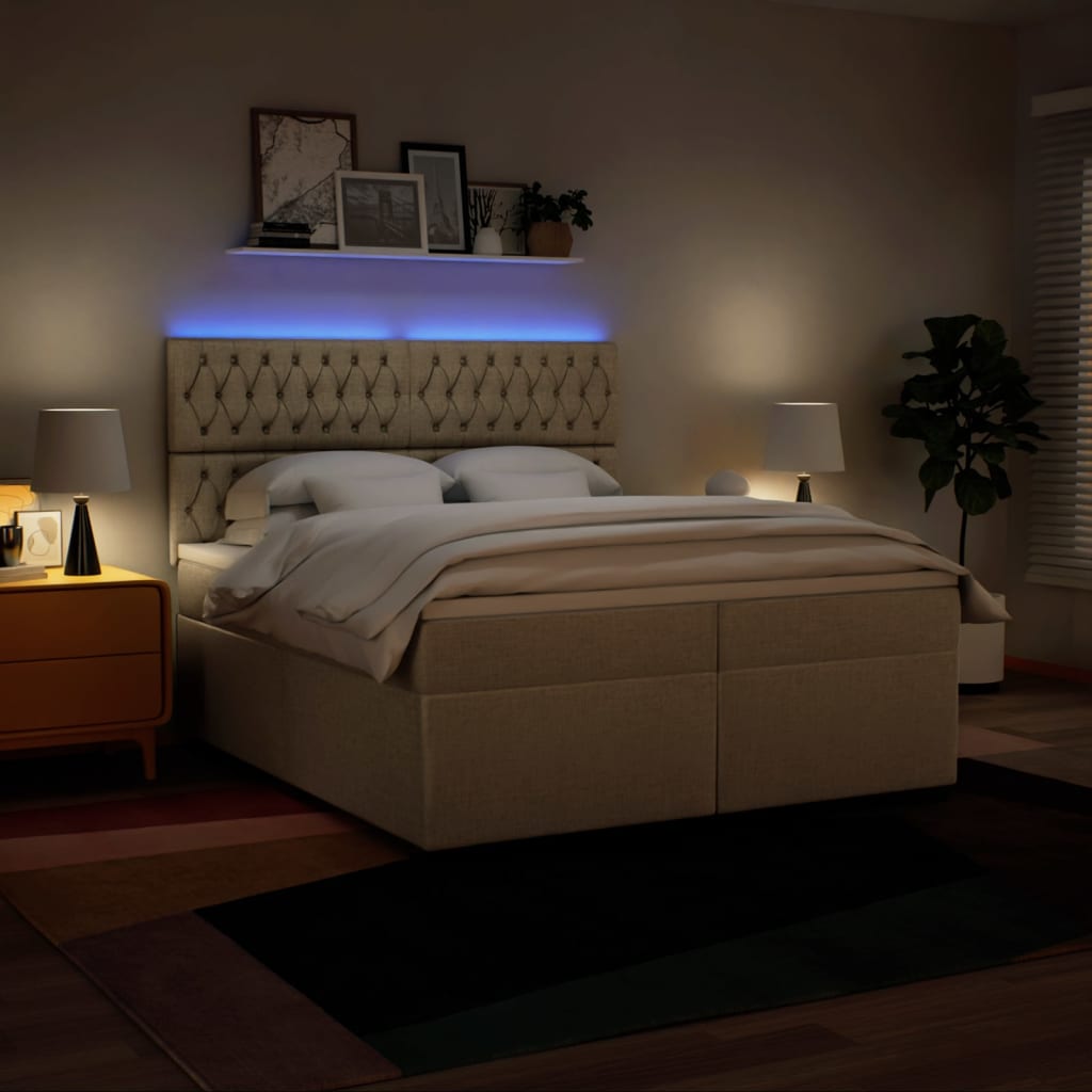 Sommier à lattes de lit avec matelas Crème 200x200 cm Tissu - XIOS