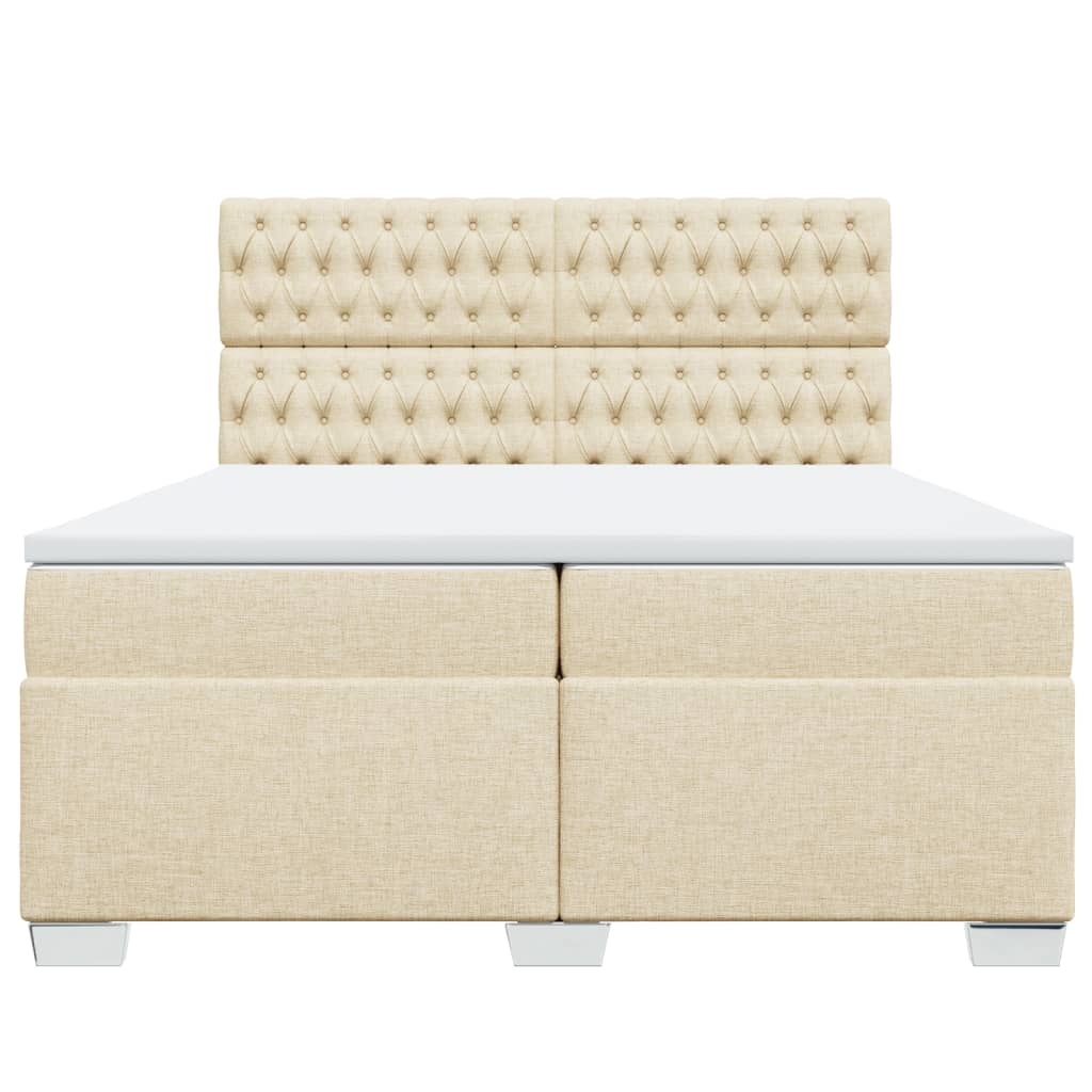 Sommier à lattes de lit avec matelas Crème 200x200 cm Tissu - XIOS