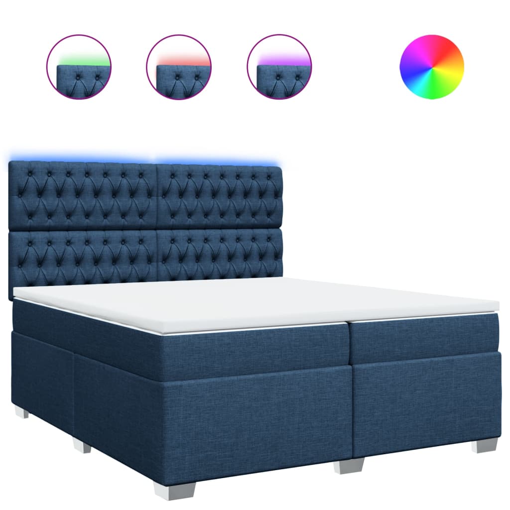 Sommier à lattes de lit avec matelas Bleu 200x200 cm Tissu - XIOS