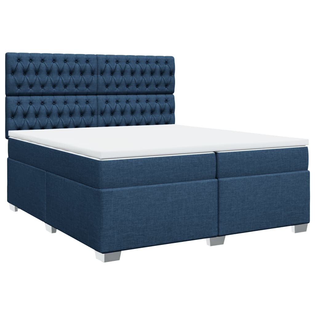 Sommier à lattes de lit avec matelas Bleu 200x200 cm Tissu - XIOS