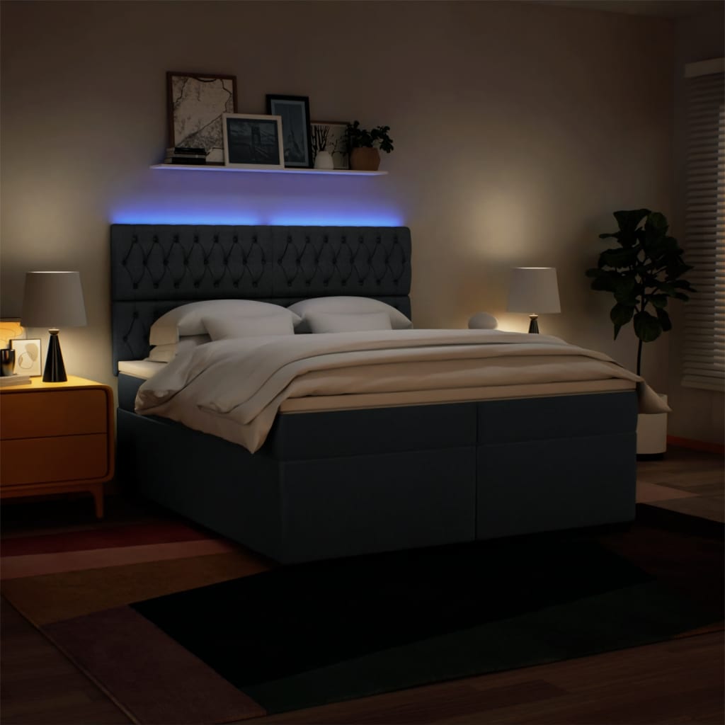 Sommier à lattes de lit avec matelas Bleu 200x200 cm Tissu - XIOS