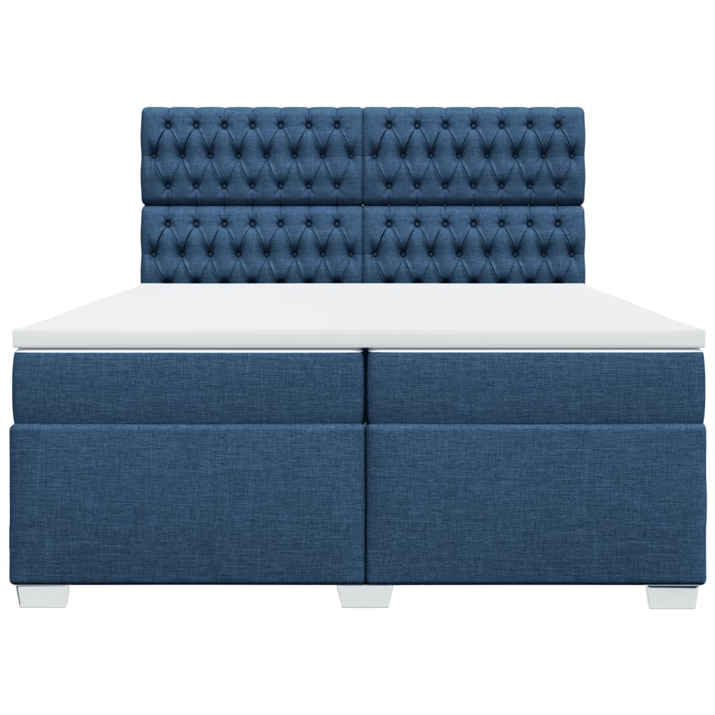 Sommier à lattes de lit avec matelas Bleu 200x200 cm Tissu - XIOS