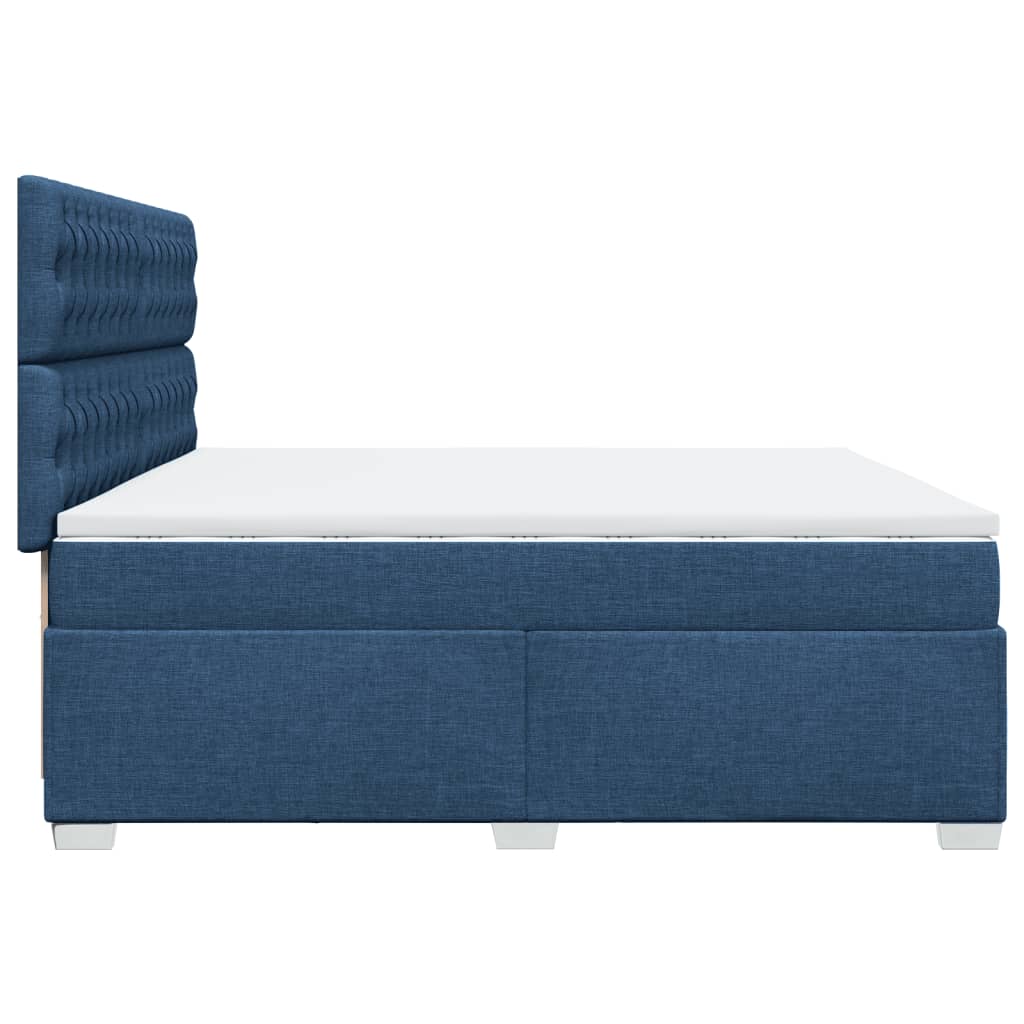 Sommier à lattes de lit avec matelas Bleu 200x200 cm Tissu - XIOS