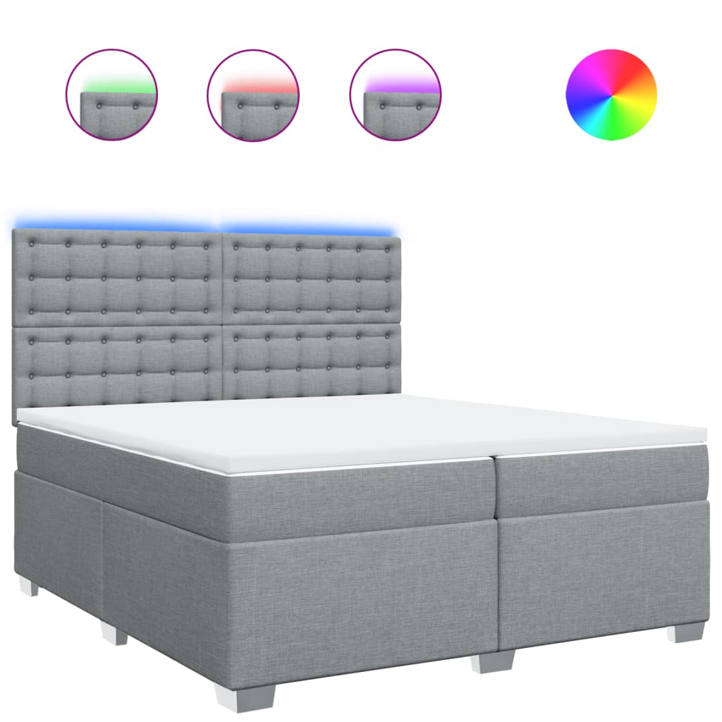 Sommier à lattes de lit avec matelas Gris clair 200x200cm Tissu - XIOS